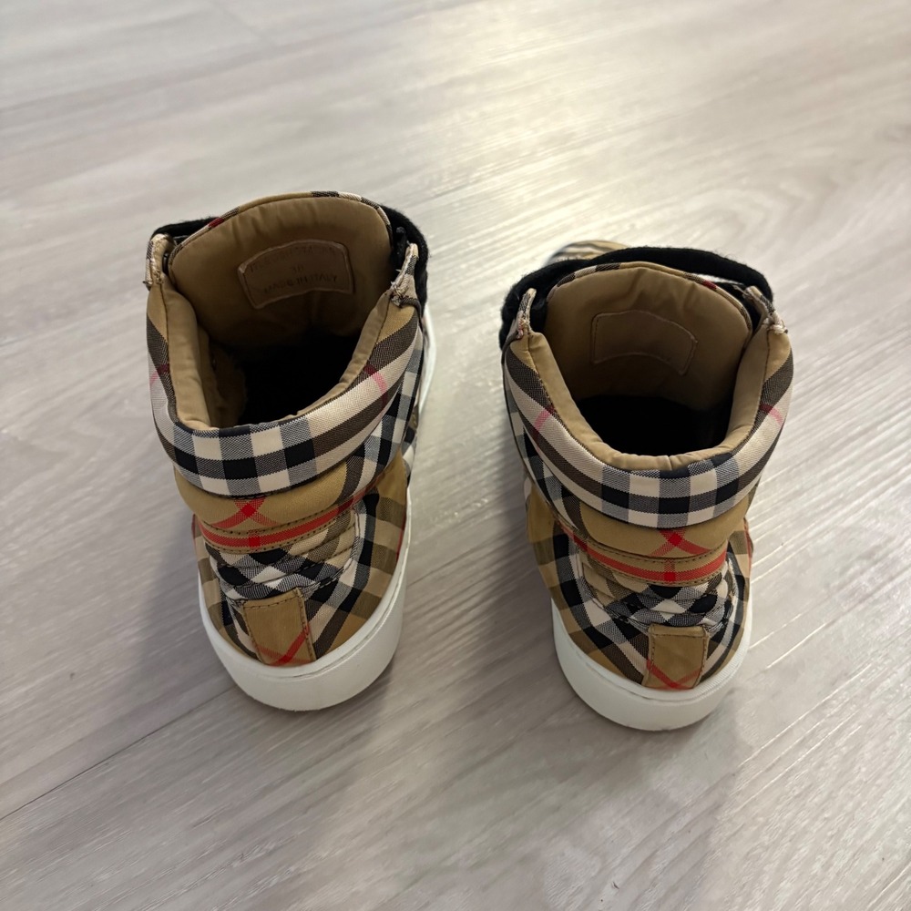 Burberry Shoe Women Vintage Check High Sneakers Tan Black ITLEOSH074CAS IT 38 - Picture 7 of 16